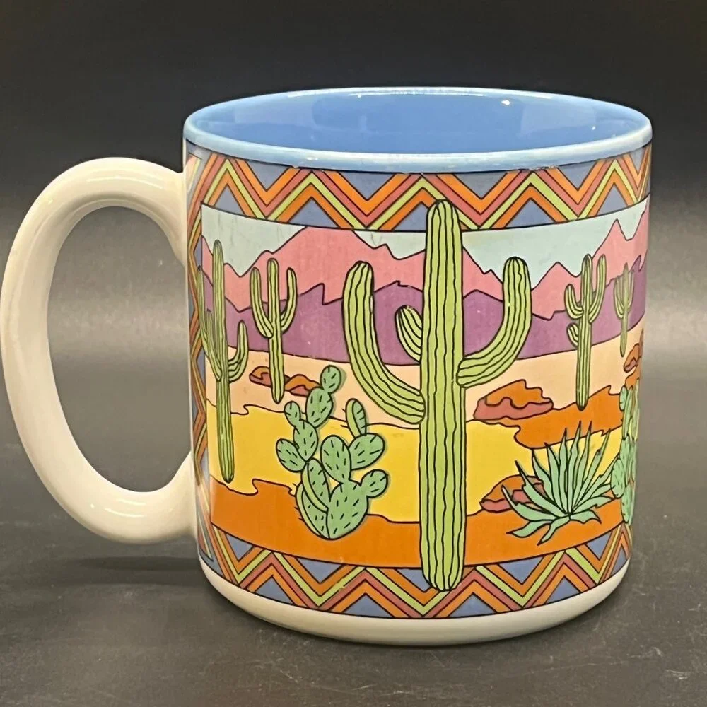 Potpourri Press Desert Cacti Saguaro Cactus Colorful '93 Arizona Coffee Mug 12oz